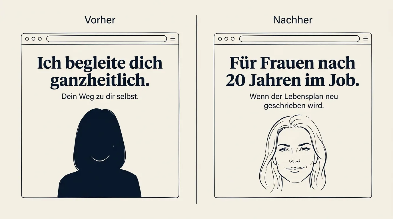 Vorher / Nachher: Dieselbe Coach, zwei Websites